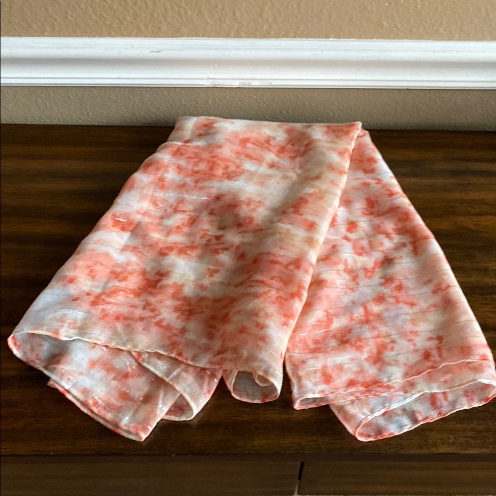 Elegant Coral Tie-Dye Scarf